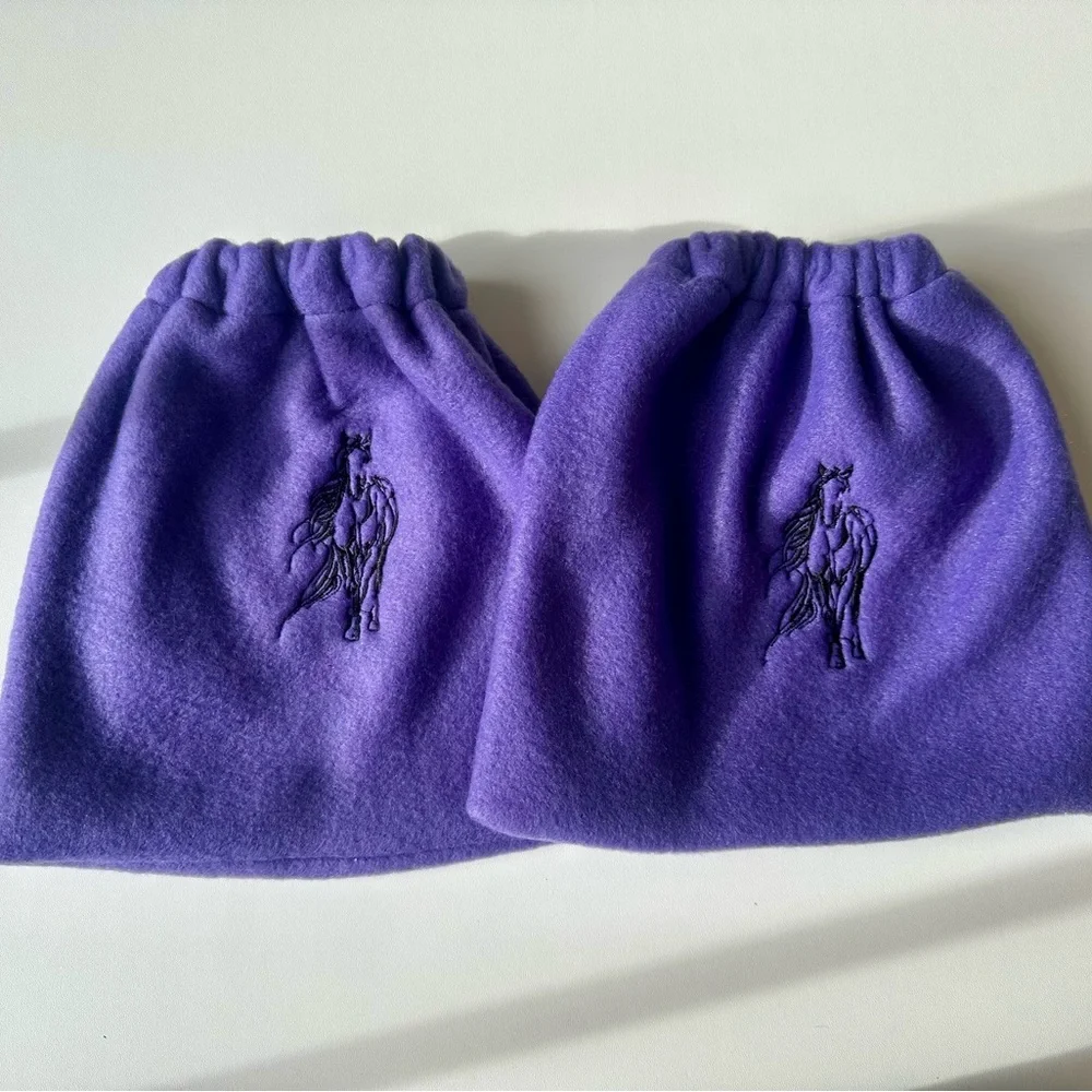 Purple Fleece Horse Embroidered Stirrup Covers - Picture 2 of 5